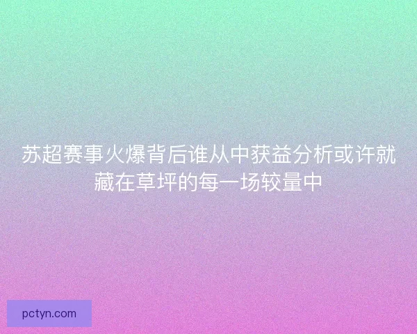 苏超赛事火爆背后谁从中获益分析或许就藏在草坪的每一场较量中