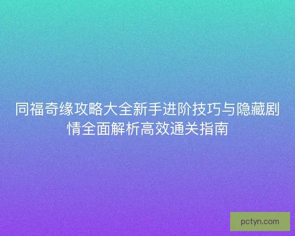 同福奇缘攻略大全新手进阶技巧与隐藏剧情全面解析高效通关指南