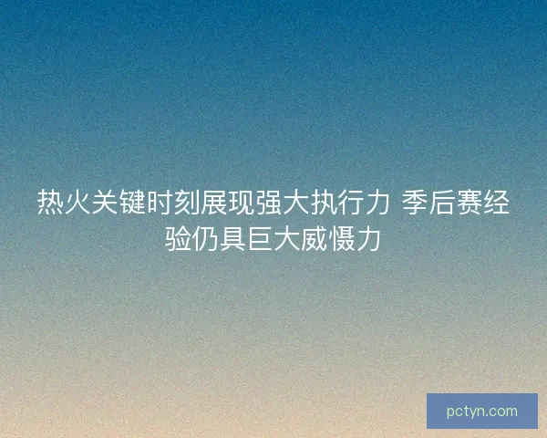 热火关键时刻展现强大执行力 季后赛经验仍具巨大威慑力